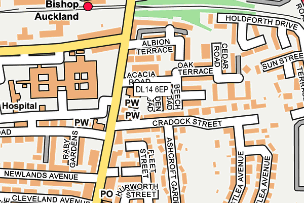 DL14 6EP map - OS OpenMap – Local (Ordnance Survey)