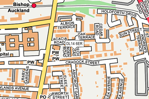 DL14 6ER map - OS OpenMap – Local (Ordnance Survey)