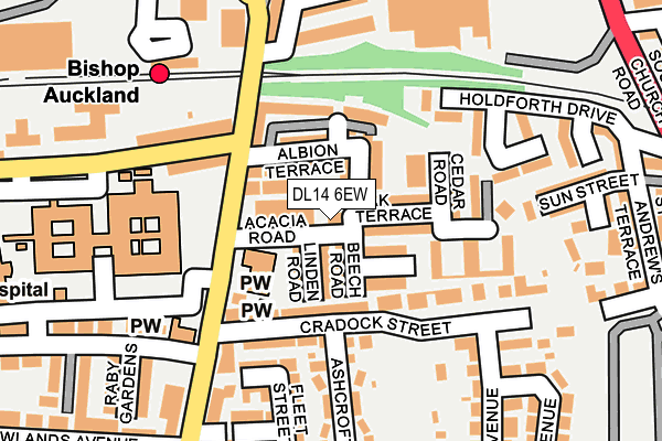 DL14 6EW map - OS OpenMap – Local (Ordnance Survey)