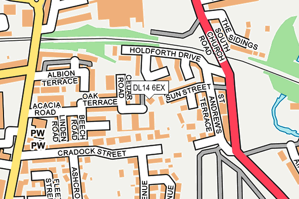DL14 6EX map - OS OpenMap – Local (Ordnance Survey)