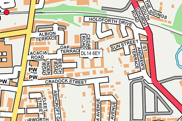 DL14 6EY map - OS OpenMap – Local (Ordnance Survey)