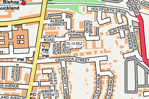 DL14 6EZ map - OS OpenMap – Local (Ordnance Survey)