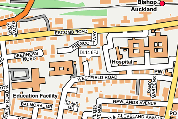 DL14 6FJ map - OS OpenMap – Local (Ordnance Survey)