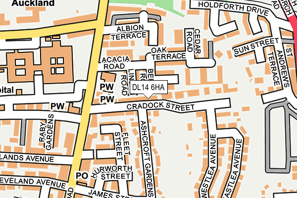 DL14 6HA map - OS OpenMap – Local (Ordnance Survey)