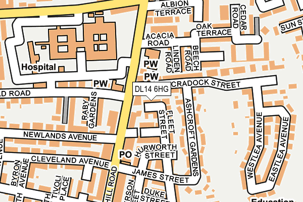 DL14 6HG map - OS OpenMap – Local (Ordnance Survey)