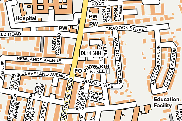 DL14 6HH map - OS OpenMap – Local (Ordnance Survey)