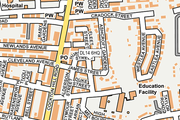 DL14 6HQ map - OS OpenMap – Local (Ordnance Survey)