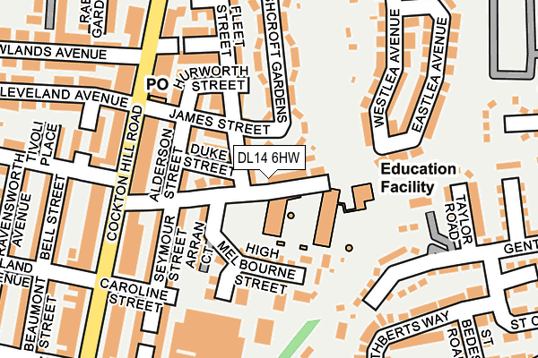 DL14 6HW map - OS OpenMap – Local (Ordnance Survey)