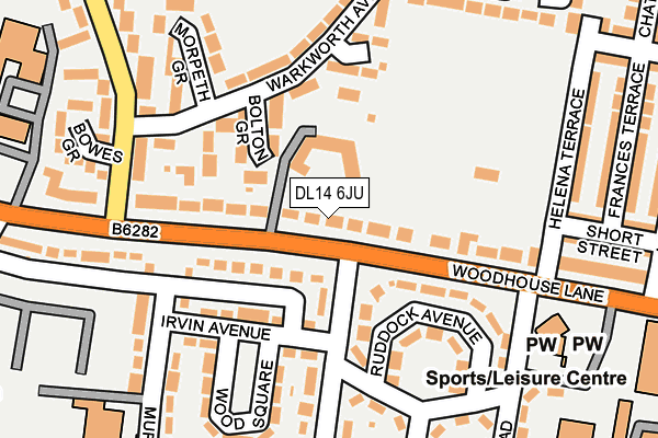 DL14 6JU map - OS OpenMap – Local (Ordnance Survey)