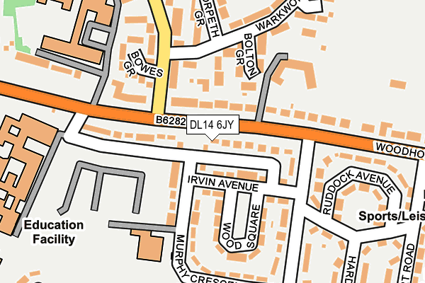 DL14 6JY map - OS OpenMap – Local (Ordnance Survey)