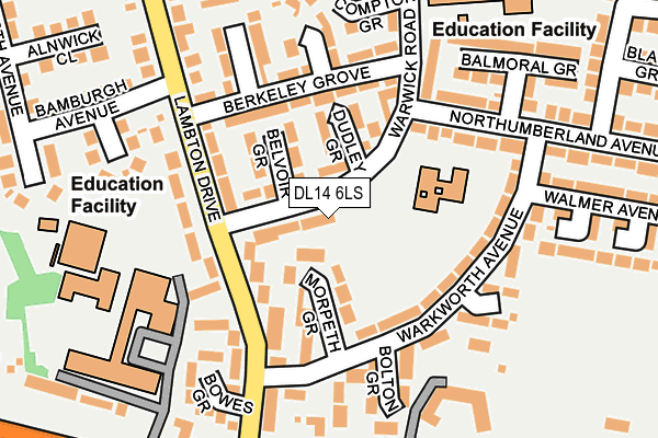 DL14 6LS map - OS OpenMap – Local (Ordnance Survey)