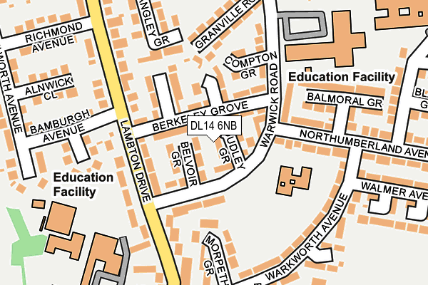 DL14 6NB map - OS OpenMap – Local (Ordnance Survey)