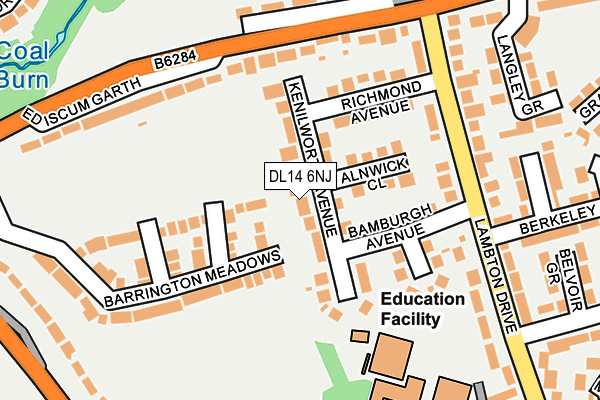 DL14 6NJ map - OS OpenMap – Local (Ordnance Survey)
