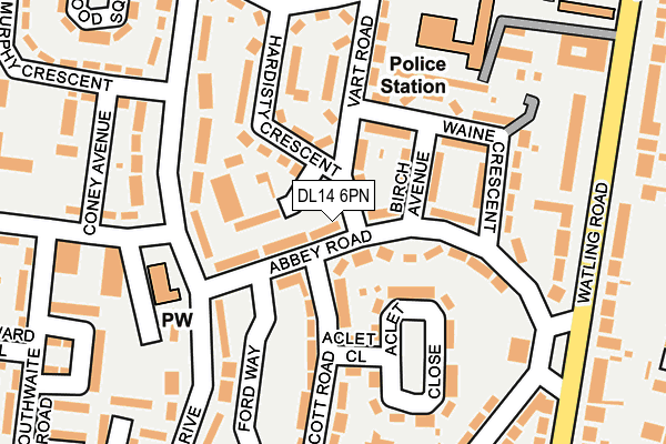 DL14 6PN map - OS OpenMap – Local (Ordnance Survey)