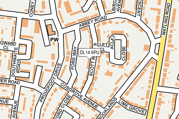 DL14 6PU map - OS OpenMap – Local (Ordnance Survey)