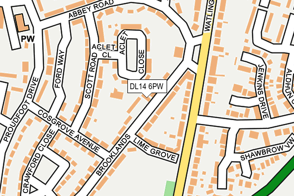 DL14 6PW map - OS OpenMap – Local (Ordnance Survey)