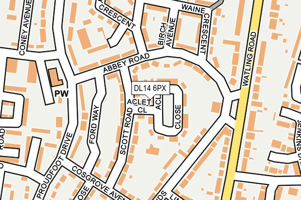 DL14 6PX map - OS OpenMap – Local (Ordnance Survey)