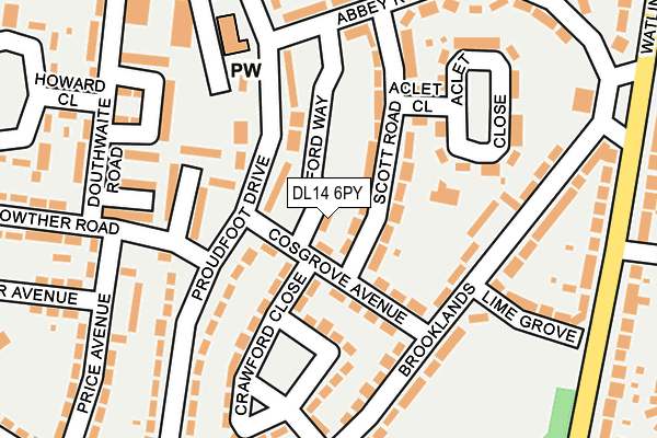DL14 6PY map - OS OpenMap – Local (Ordnance Survey)