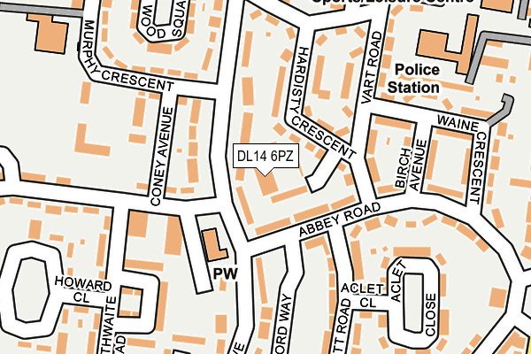 DL14 6PZ map - OS OpenMap – Local (Ordnance Survey)