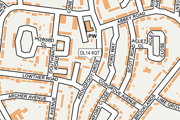DL14 6QT map - OS OpenMap – Local (Ordnance Survey)