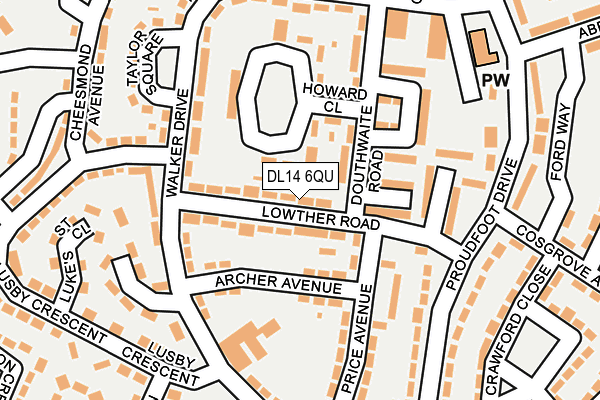 DL14 6QU map - OS OpenMap – Local (Ordnance Survey)