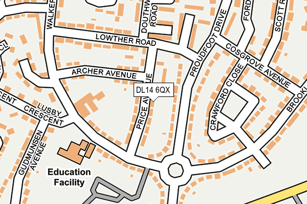 DL14 6QX map - OS OpenMap – Local (Ordnance Survey)