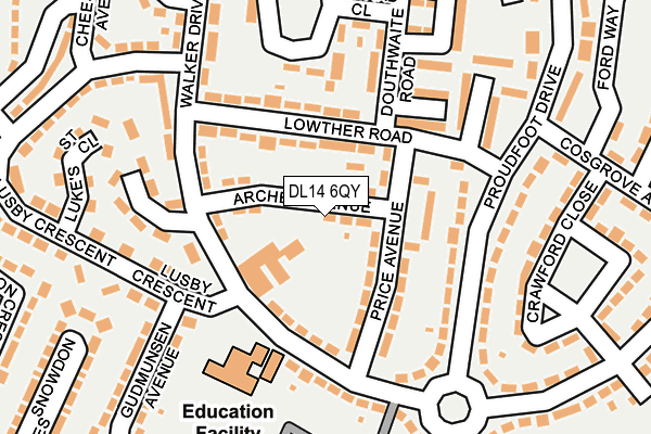 DL14 6QY map - OS OpenMap – Local (Ordnance Survey)