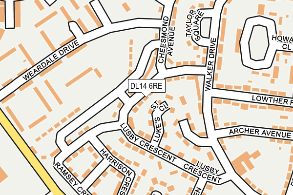 DL14 6RE map - OS OpenMap – Local (Ordnance Survey)
