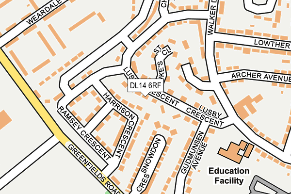 DL14 6RF map - OS OpenMap – Local (Ordnance Survey)