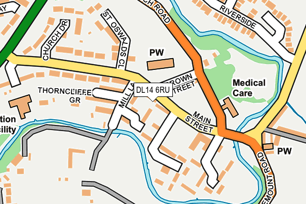 DL14 6RU map - OS OpenMap – Local (Ordnance Survey)