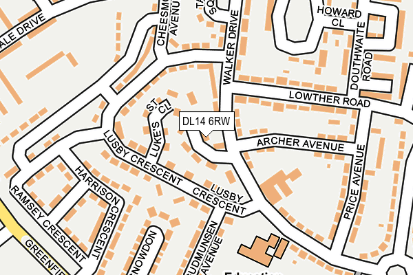 DL14 6RW map - OS OpenMap – Local (Ordnance Survey)