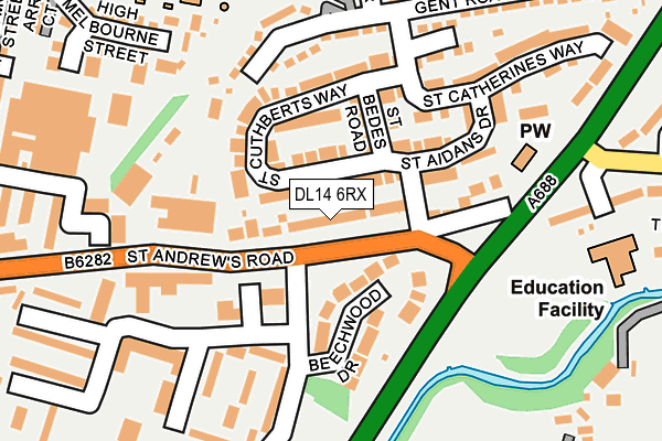 DL14 6RX map - OS OpenMap – Local (Ordnance Survey)