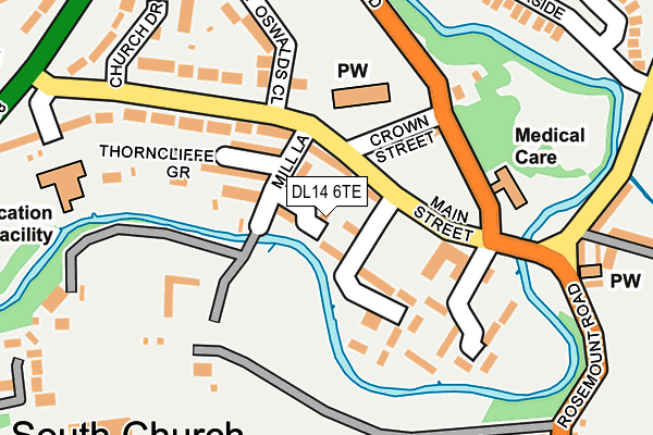 DL14 6TE map - OS OpenMap – Local (Ordnance Survey)