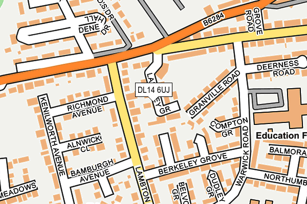 DL14 6UJ map - OS OpenMap – Local (Ordnance Survey)