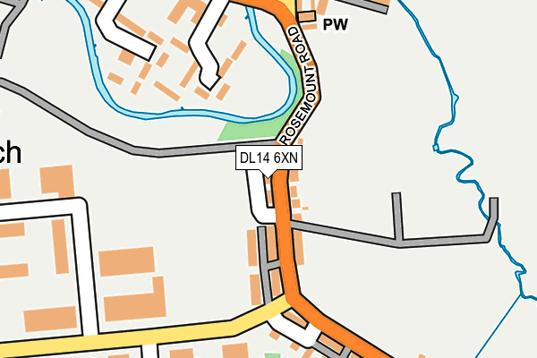 DL14 6XN map - OS OpenMap – Local (Ordnance Survey)