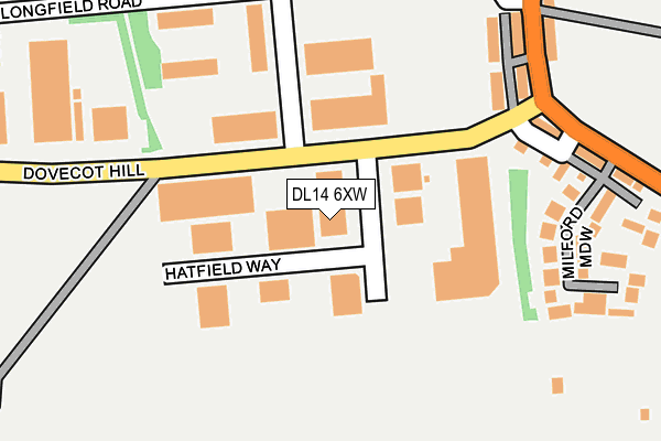DL14 6XW map - OS OpenMap – Local (Ordnance Survey)