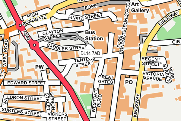 DL14 7AD map - OS OpenMap – Local (Ordnance Survey)