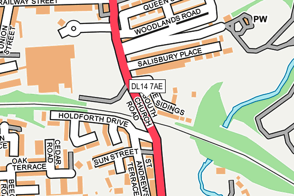 DL14 7AE map - OS OpenMap – Local (Ordnance Survey)