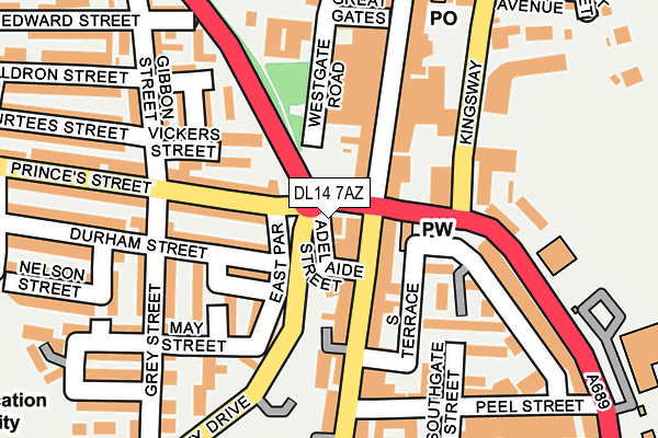 DL14 7AZ map - OS OpenMap – Local (Ordnance Survey)