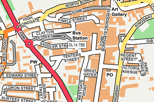 DL14 7BE map - OS OpenMap – Local (Ordnance Survey)