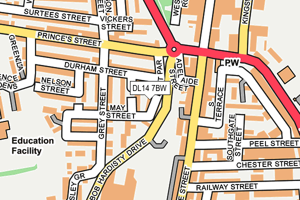DL14 7BW map - OS OpenMap – Local (Ordnance Survey)