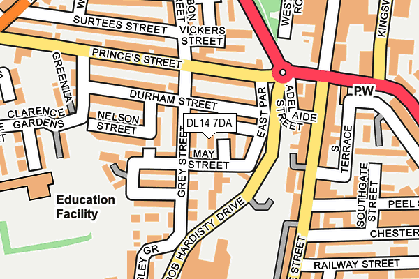 DL14 7DA map - OS OpenMap – Local (Ordnance Survey)