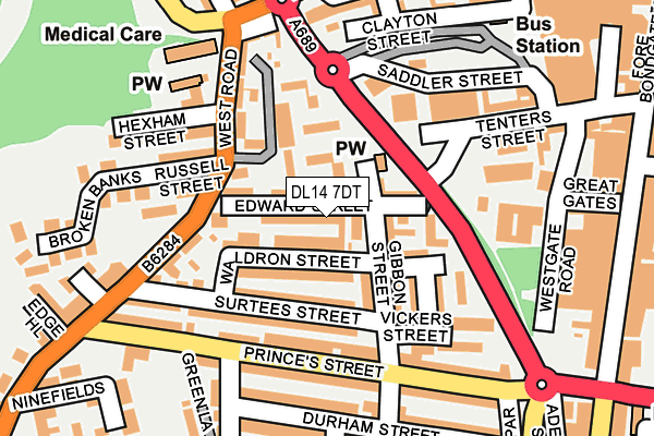 DL14 7DT map - OS OpenMap – Local (Ordnance Survey)