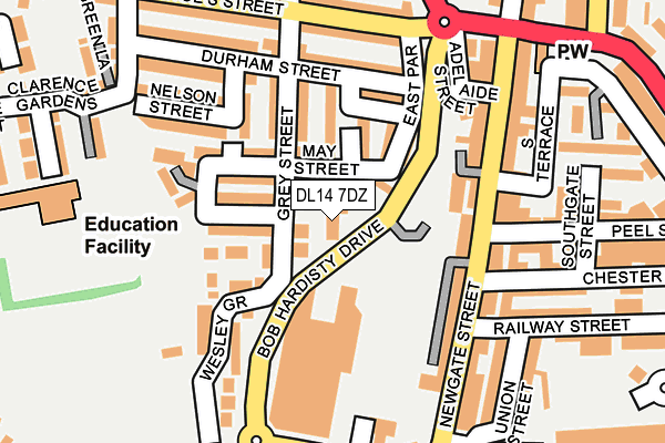 DL14 7DZ map - OS OpenMap – Local (Ordnance Survey)