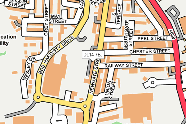 DL14 7EJ map - OS OpenMap – Local (Ordnance Survey)