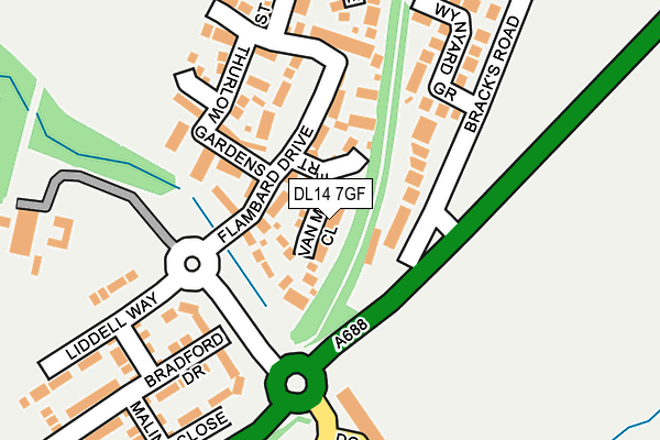 DL14 7GF map - OS OpenMap – Local (Ordnance Survey)