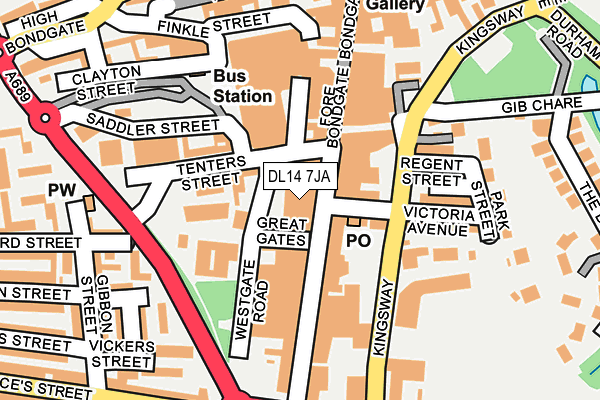 DL14 7JA map - OS OpenMap – Local (Ordnance Survey)