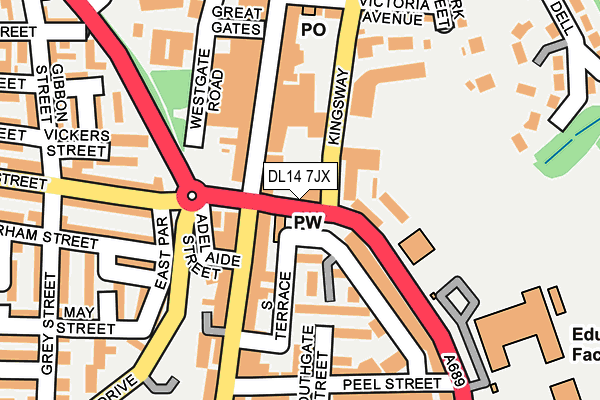 DL14 7JX map - OS OpenMap – Local (Ordnance Survey)