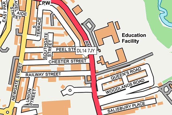 DL14 7JY map - OS OpenMap – Local (Ordnance Survey)