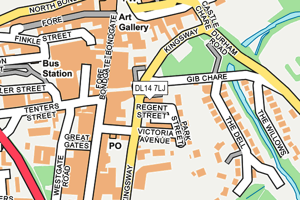 DL14 7LJ map - OS OpenMap – Local (Ordnance Survey)